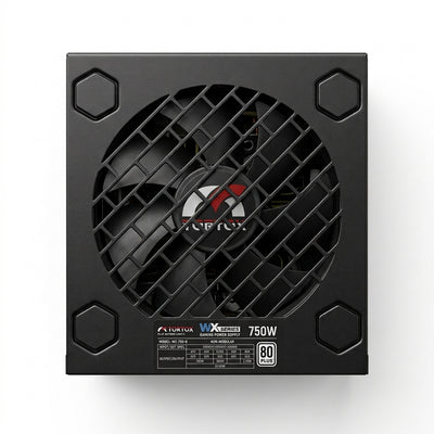 Tortox WX Series 750W Gaming Power Supply | 80 PLUS Certified High-Efficiency PSU, Single +12V Rail, Ultra-Quiet 120mm Hydraulic Bearing Fan, Active PFC & Multi-Level Safety Protections | ATX Power Supply for PC Gaming Rigs