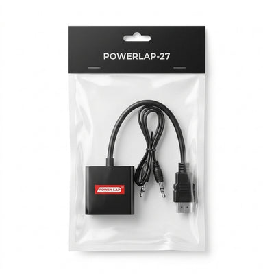 PowerLap-27 HDMI to VGA Video & Audio Adapter – HDTV Display Converter with 3.5mm Aux Cable (Enhance Your PC, PS5, PlayStation 5, and Nintendo Switch NSW Desk Setup)