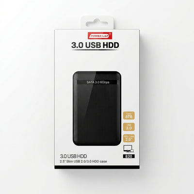 PowerLap-39 2.5" Slim SATA to USB 3.0 HDD Enclosure (Disco Duro) – External Hard Drive Case Compatible with PC, PS5, PlayStation 5, and Nintendo Switch (NSW)