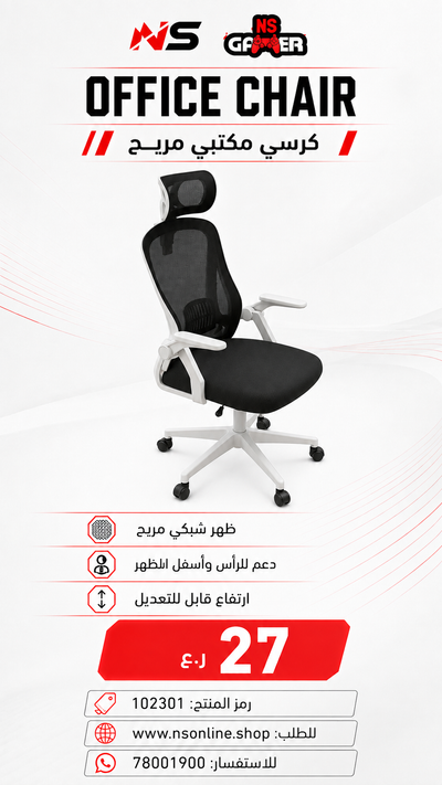 Deadskull Ergonomic Mesh Office & Gaming Chair | Breathable High-Back Design | Adjustable Lumbar Support & Headrest | Flip-Up Armrests & High-Density Cushion
