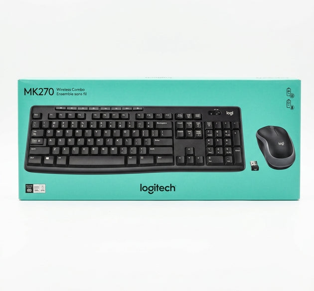 Logitech MK270 Wireless Keyboard & Mouse Combo | Arabic/English Layout, 2.4GHz USB Receiver, 8 Multimedia Hotkeys & Extended Battery Life (Black)