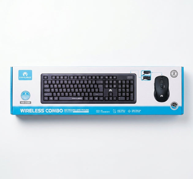 MIKUSO KB-C028 Rechargeable Wireless Keyboard and Mouse Combo – 2.4G Business Set with Built-In Battery & Adjustable DPI (Compatible with PC, Laptop, PS5, and Nintendo Switch NSW)