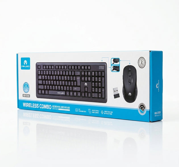 MIKUSO KB-C028 Rechargeable Wireless Keyboard and Mouse Combo – 2.4G Business Set with Built-In Battery & Adjustable DPI (Compatible with PC, Laptop, PS5, and Nintendo Switch NSW)