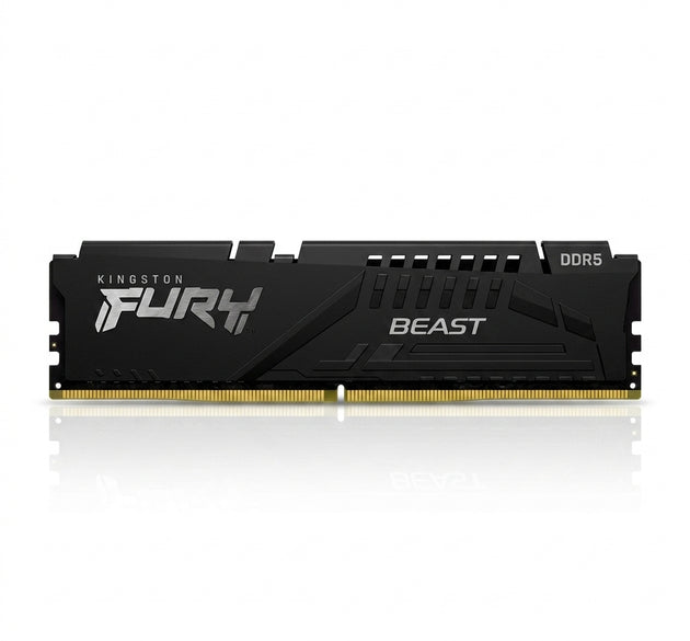 Kingston FURY Beast 16GB DDR5 RGB Desktop Gaming Memory Pack of 2 | Up to 6000MHz, Intel XMP 3.0 & AMD EXPO Ready, Patented Infrared Sync Technology, On-Die ECC, Low-Profile Heat Spreader (Matte Black)