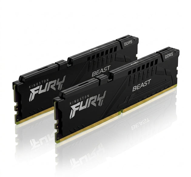 Kingston FURY Beast 16GB DDR5 RGB Desktop Gaming Memory Pack of 2 | Up to 6000MHz, Intel XMP 3.0 & AMD EXPO Ready, Patented Infrared Sync Technology, On-Die ECC, Low-Profile Heat Spreader (Matte Black)
