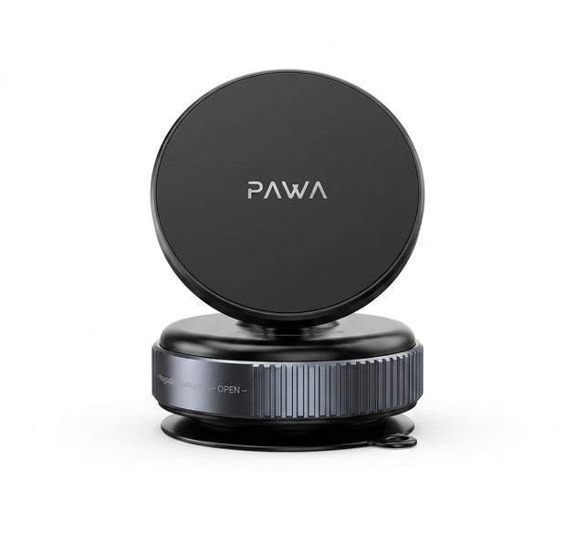 PAWA Vacuum Suction Magnetic Phone Mount with High-Strength Magnet | 360° Free Rotation, 7kg Hold Capacity & Pocket-Sized Portable Design (Black)