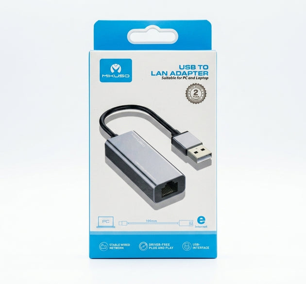 Mikuso AD-L005D PRO USB to LAN Ethernet Adapter – Stable Wired Network Dongle Compatible with PC, PS5, PlayStation 5, and Nintendo Switch (NSW)