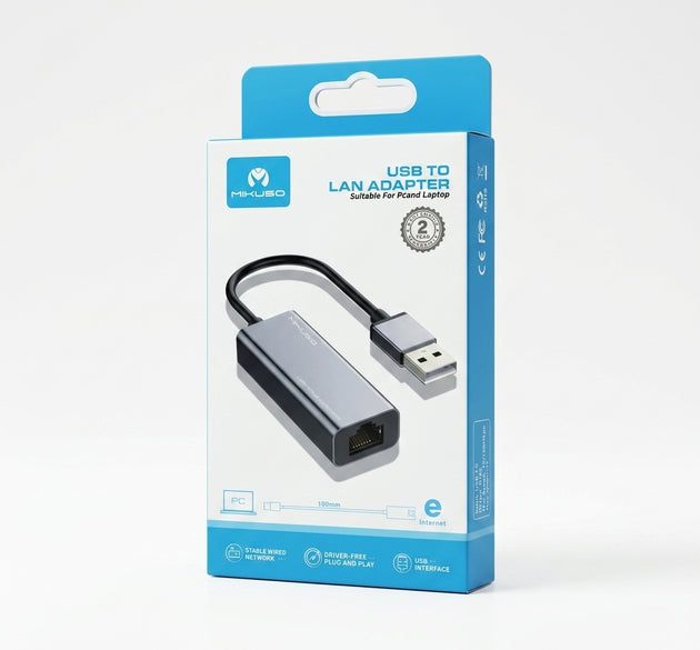 Mikuso AD-L005D PRO USB to LAN Ethernet Adapter – Stable Wired Network Dongle Compatible with PC, PS5, PlayStation 5, and Nintendo Switch (NSW)