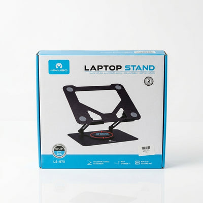 MIKUSO LS-070 360° Rotating Aluminum Laptop Stand – Collapsible Ergonomic Desktop Riser (10"-18" Compatibility)
