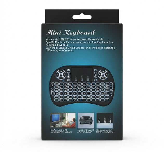 MICASO Backlit Mini Wireless Keyboard & Mouse Combo | Handheld Remote with Touchpad | Multimedia Controller for Smart TV, PC, PS5 & PlayStation 5