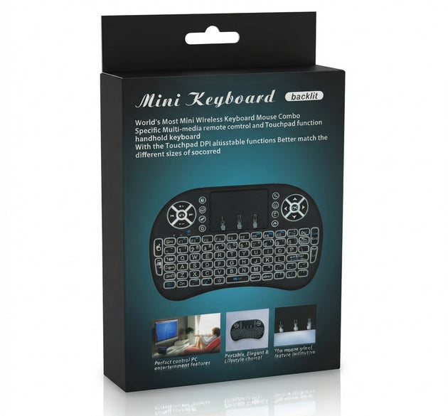 MICASO Backlit Mini Wireless Keyboard & Mouse Combo | Handheld Remote with Touchpad | Multimedia Controller for Smart TV, PC, PS5 & PlayStation 5