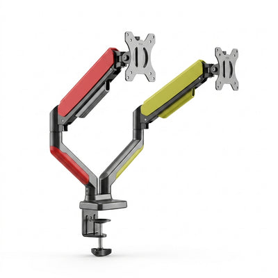 Deadskull Dual Monitor Stand (DGS-586) | Heavy-Duty Gas Spring Dual Monitor Arm Desk Mount for 17"-32" Screens, Full Motion Tilt Swivel 360° Rotation, VESA 75x75/100x100, C-Clamp & Grommet Base | Gaming & Office Setup