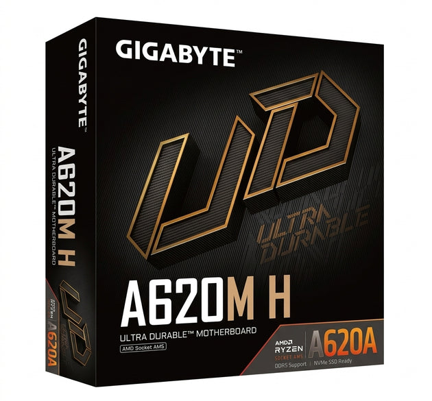 Gigabyte A620M H AMD AM5 Micro-ATX Motherboard | PCIe 4.0 M.2, DDR5 Memory Support, GbE LAN & DisplayPort/HDMI (Black)