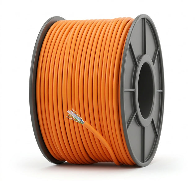 Hikvision CAT6 UTP High-Performance Solid Bare Copper Network Cable | 23AWG 8-Core PoE Supported Ethernet Cable (Orange)