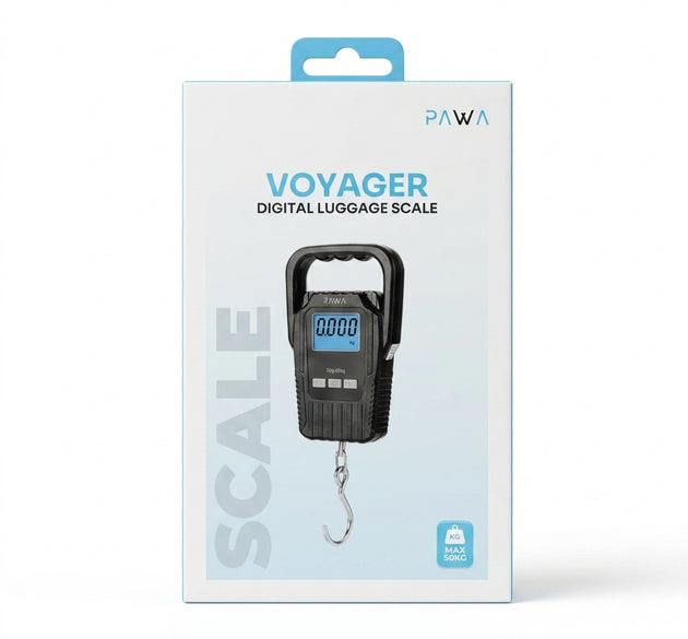 PAWA Voyager Digital Luggage Scale (Black) – 50KG Max Portable Travel Weighing Hook (Essential for Traveling with Heavy Tech, PS5, PlayStation 5 & Nintendo Switch NSW Gear)