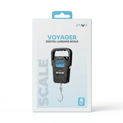 PAWA Voyager Digital Luggage Scale (Black) – 50KG Max Portable Travel Weighing Hook (Essential for Traveling with Heavy Tech, PS5, PlayStation 5 & Nintendo Switch NSW Gear)