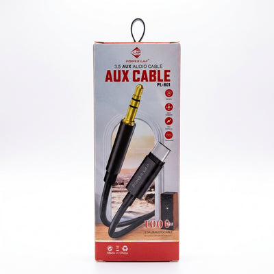 كابل صوت مساعد Power LAP PL-601 من النوع C إلى 3.5 ملم (1000 ملم) | كابل محول USB-C ممتاز لمقبس سماعة الرأس لستيريو السيارة والكمبيوتر الشخصي وPS5 وبلاي ستيشن 5
