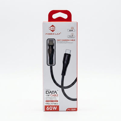Power Lap PL-200 60W Type-C to Type-C Fast Charging & Data Cable – Intelligent Power-Off Power Cord Compatible with PS5, PlayStation 5, Laptops, and Nintendo Switch (NSW)