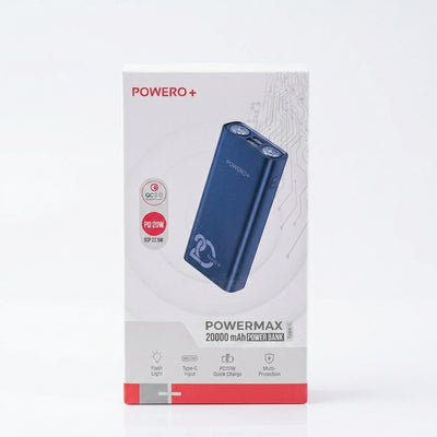 POWERO+ PowerMax 20000mAh Power Bank – 22.5W SCP & 20W PD Fast Charging Portable Charger with Dual LED Flashlight (Type-C)