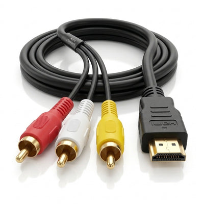 HDMI to 3 RCA AV Composite Cable | Audio Video Adapter Cord (Red/White/Yellow) for Legacy TV & Home Theater Setups