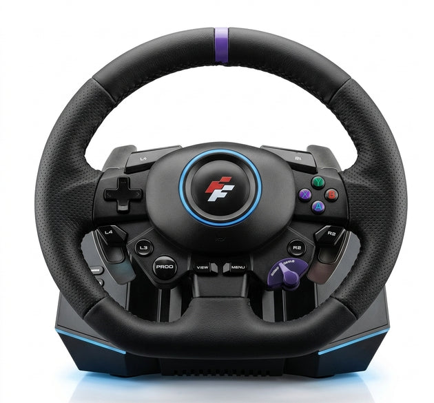 Monaco F127 Multi-Platform Racing Wheel with Pedals | Ergonomic Sim Racing Steering Wheel, Dual Vibration Motors, Paddle Shifters, Responsive Floor Pedals | Compatible with PC, PS5, PS4, PS3,  & Switch