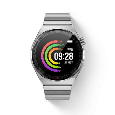 PAWA Elegance 1.43" HD AMOLED Smartwatch | Bluetooth Calling, Wireless Charging, Activity Tracking & Dual Straps (Silver Stainless Steel & Silicone)