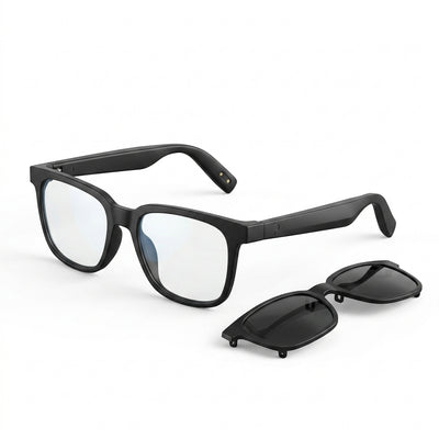 PAWA Marbella 2-in-1 Dual Use Smart Audio Sunglasses | Bluetooth 5.4, UV-Proof Dual Lenses, Touch Controls & Type-C Charging (Black)