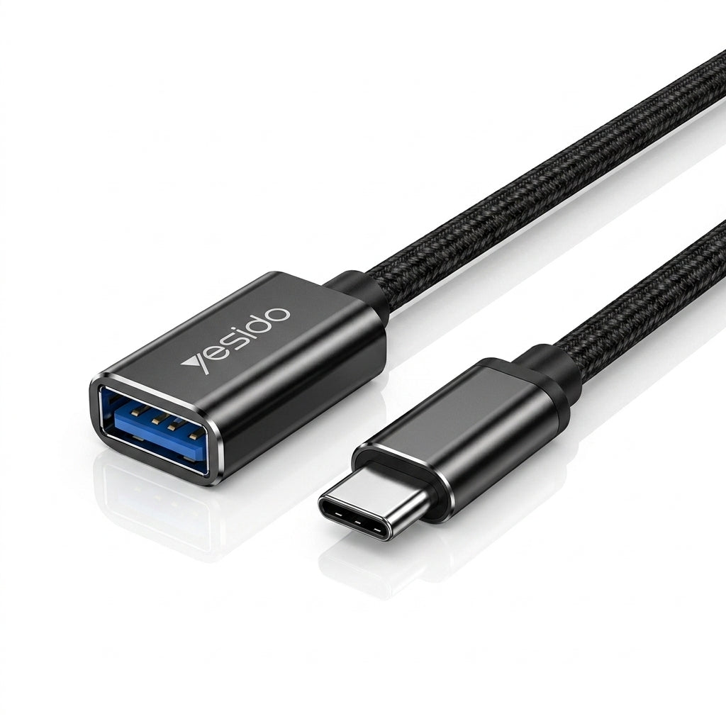 Yesido Type-C to USB Female OTG Adapter Cable (GS01) | USB 2.0 Fast Data Sync Converter for Mobile, PC, PS5 & PlayStation 5