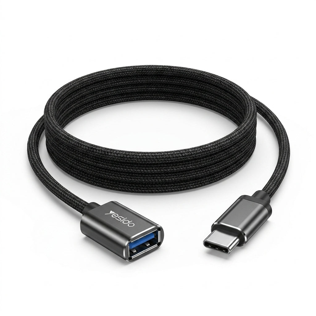 Yesido Type-C to USB Female OTG Adapter Cable (GS01) | USB 2.0 Fast Data Sync Converter for Mobile, PC, PS5 & PlayStation 5