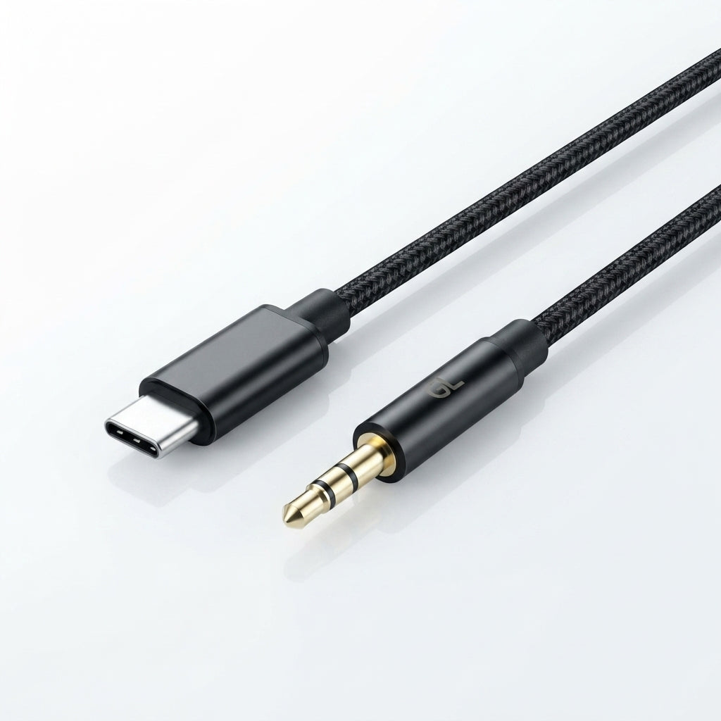 Type-C to 3.5mm Aux Audio Adapter Cable (Model: GL-090-2) | Premium Braided USB-C to Headphone Jack Converter for Car Stereo, Android & iPad