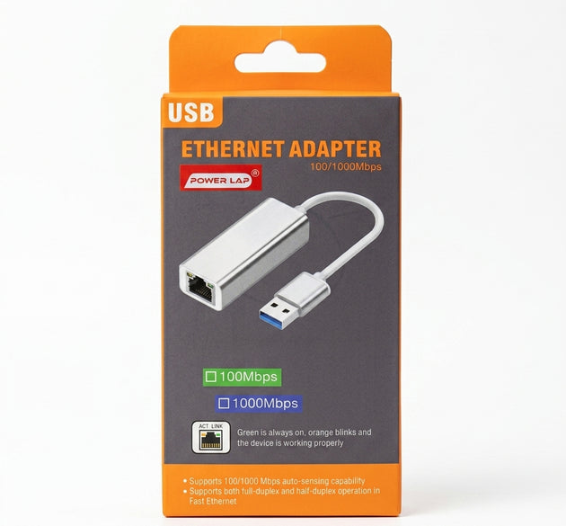 POWER LAP USB 3.0 to Gigabit Ethernet Adapter | Aluminum 100/1000Mbps RJ45 Network LAN Converter for PC, Mac & Laptops