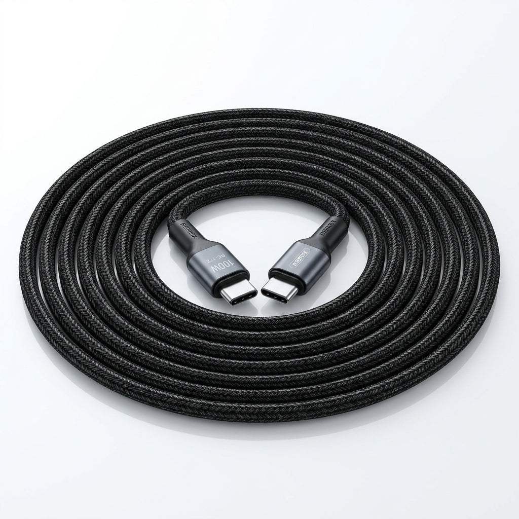 REMAX Jany Series 100W Type-C to Type-C Cable (RC-172) – 1M High-Density Braided Fast Charging & Data Sync Cord
