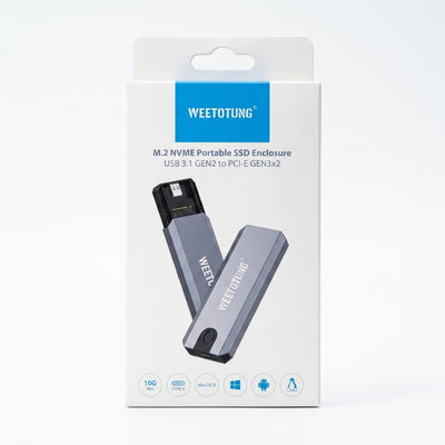 WEETOTUNG 2-in-1 M.2 NVMe & NGFF Portable SSD Enclosure (Model 2401) – USB 3.1 Gen 2 (10Gbps) to PCI-E Gen3x2 Type-C Aluminum Case (Compatible with PC, Mac, PS5, PlayStation 5 & Nintendo Switch NSW)