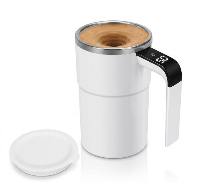 Automatic Magnetic Self-Stirring Coffee Mug (380ml / 400ml) - USB Rechargeable Electric Mixing Cup with Food-Grade 304 Stainless Steel Interior, Detachable Magnetic Stirring Capsule & Leak-Proof Lid | Ideal for Coffee, Tea, Hot Chocolate & Protein Shakes