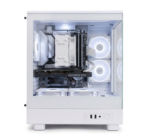 NS Gamer Gaming PC (Mountain Build) | Intel Core i5-14400F, RTX 5060, ASUS Prime H610M D4 Motherboard, 16GB DDR4 RAM, 512GB NVMe M.2 SSD, High-Efficiency Air Cooler, 600W PSU, Panoramic White 3-Fan Chassis