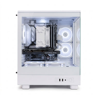 NS Gamer Gaming PC (Mountain Build) | Intel Core i5-14400F, RTX 5060, ASUS Prime H610M D4 Motherboard, 16GB DDR4 RAM, 512GB NVMe M.2 SSD, High-Efficiency Air Cooler, 600W PSU, Panoramic White 3-Fan Chassis