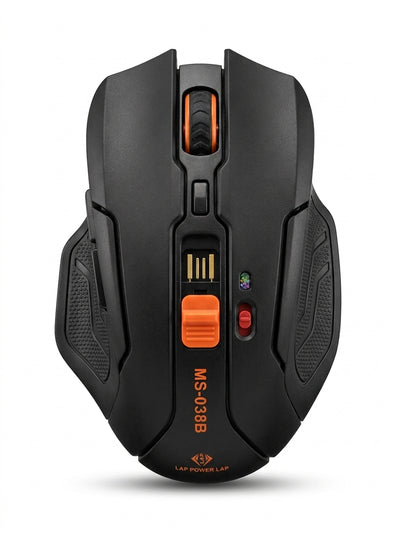 Power Lap MS-38B Ergonomic Wireless Optical Mouse | Cordless Office Mouse