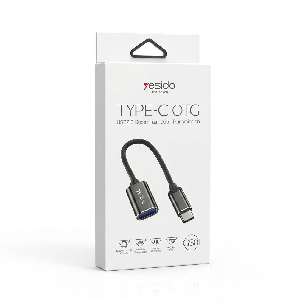 Yesido Type-C to USB Female OTG Adapter Cable (GS01) | USB 2.0 Fast Data Sync Converter for Mobile, PC, PS5 & PlayStation 5