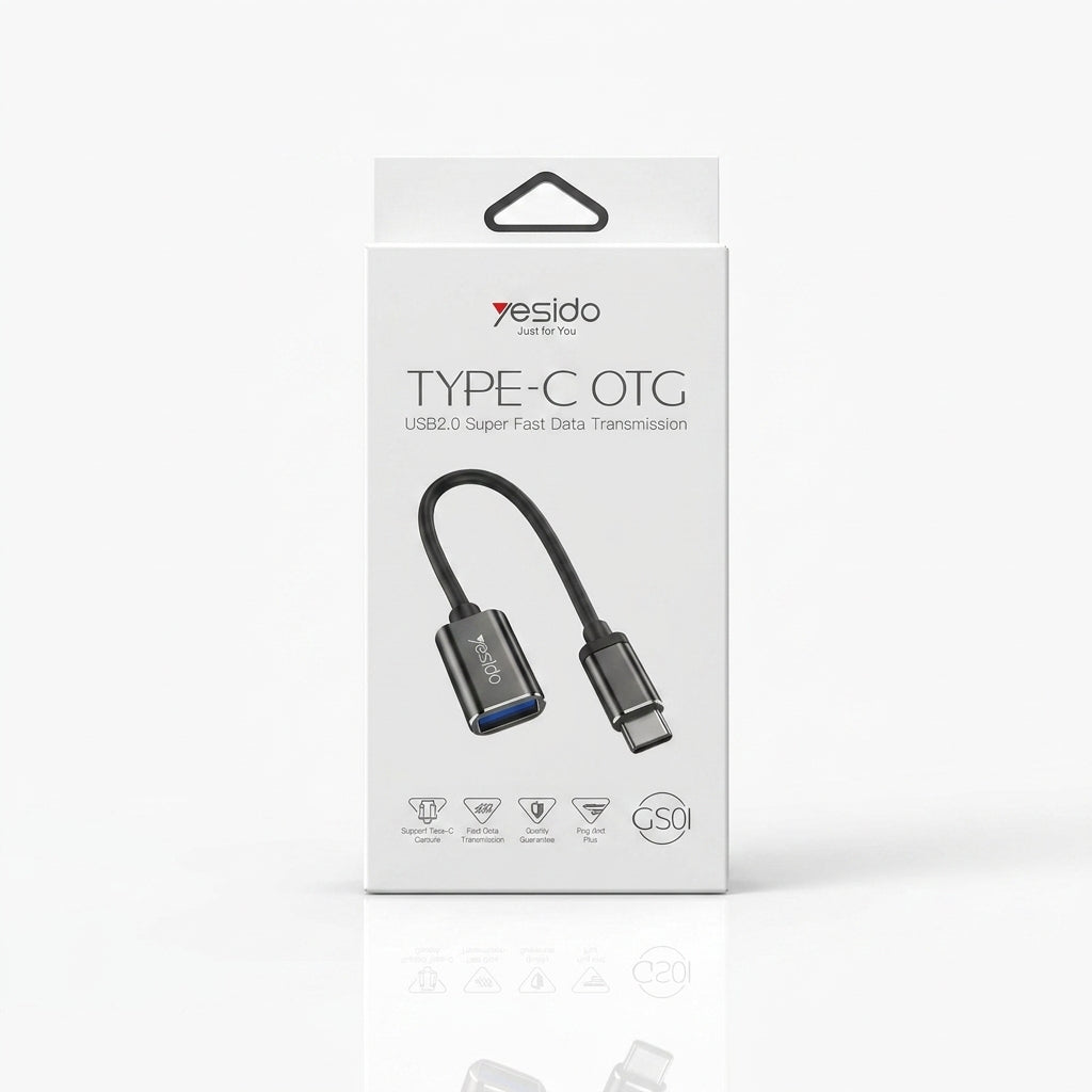 Yesido Type-C to USB Female OTG Adapter Cable (GS01) | USB 2.0 Fast Data Sync Converter for Mobile, PC, PS5 & PlayStation 5