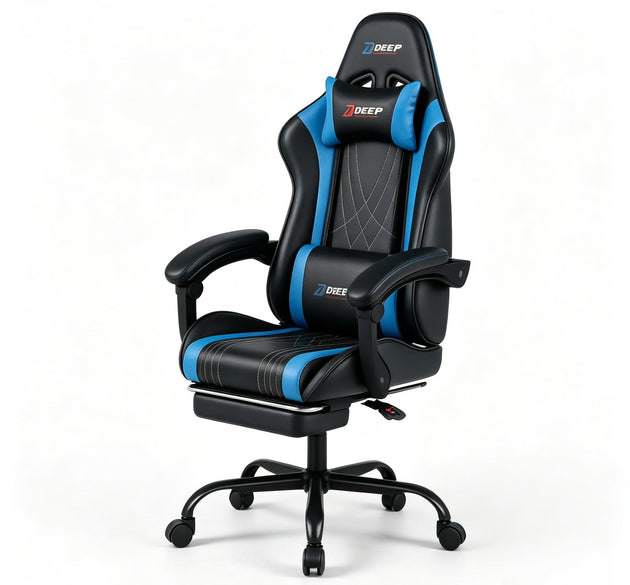 DEEP Furniture Massage Gaming Chair - Blue