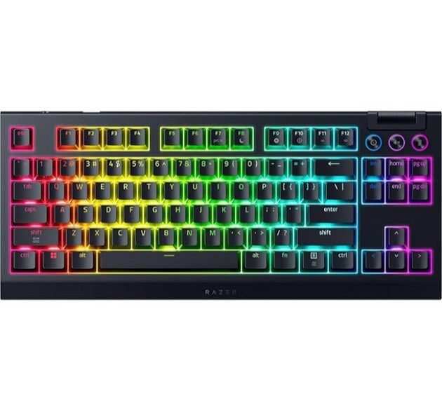 Razer BlackWidow V4 Tenkeyless HyperSpeed Wireless Mechanical Gaming Keyboard, TKL, Hot-Swappable Switches, Orange Mechanical Switch, Per-Key RGB Chroma Lighting, 2.4GHz HyperSpeed + Bluetooth, USB-C, Compact Gaming Keyboard