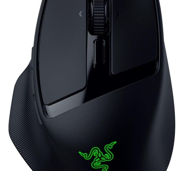 Razer Basilisk Mobile Portable Ergonomic Wireless Gaming Mouse: 10 Programmable Controls HyperScroll, Optical Switches Gen-3, Long Battery Life, AI Prompt, 2.4 GHz, Bluetooth, USB C - Black