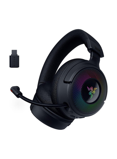 Razer Kraken V4 Wireless Gaming Headphones, 40mm Driver, TriForce Titanium Type, Retractable HyperClear Super Wideband Mic, Unidirectional Pick-Up Pattern, Black