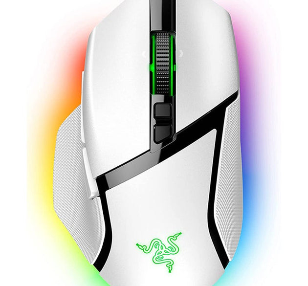 Razer Basilisk V3 Pro USB Wireless Optical Gaming Mouse, 30K DPI Optical Sensor, Chroma RGB Lighting, HyperScroll Tilt Wheel, 750 IPS Speed, 11 Programmable Buttons, White
