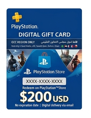 PlayStation Store Gift Card $200 – Digital Code | Instant Delivery via WhatsApp & Email | PSN Wallet Top-Up (GCC)
