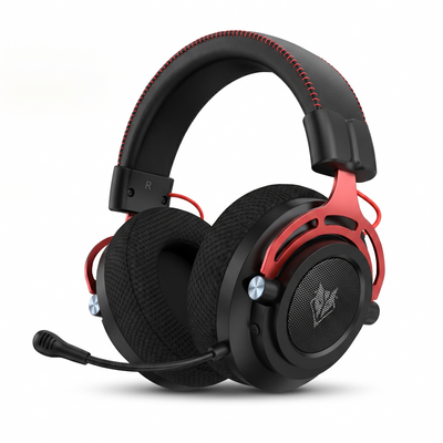 NUBWO G03-BT Wireless Gaming Headset | USB Dongle Connection, Flexible Boom Microphone, Breathable Mesh Ear Cups, Suspension Headband | Black & Red