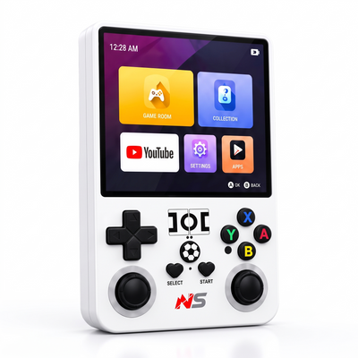 NS Handheld Retro Game Console | 43,000+ Preloaded Classic Games | Dual Analog Sticks | YouTube & Apps | White