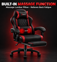 DEEP Furniture Massage Gaming Chair - built-in massage function, massage lumbar pillow
