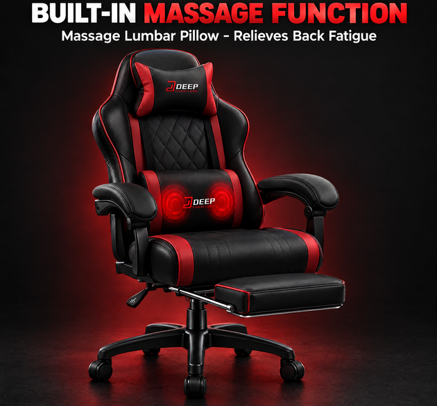 DEEP Furniture Massage Gaming Chair - Blue