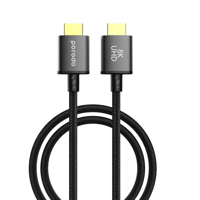 PORODO Braided HDMI Ultra HD Cable 8K (3M / 10Ft) | 8K Ultra HD @ 60Hz, 4K @ 120Hz, HDMI 2.1 Standard, 48Gbps High Speed, Braided Nylon Shielding & Dynamic HDR (Black)